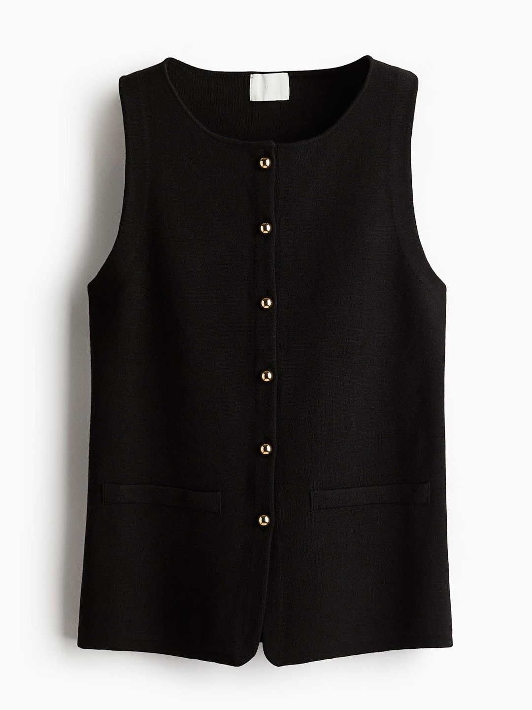 

H&M Button-Front Vest Top, Black