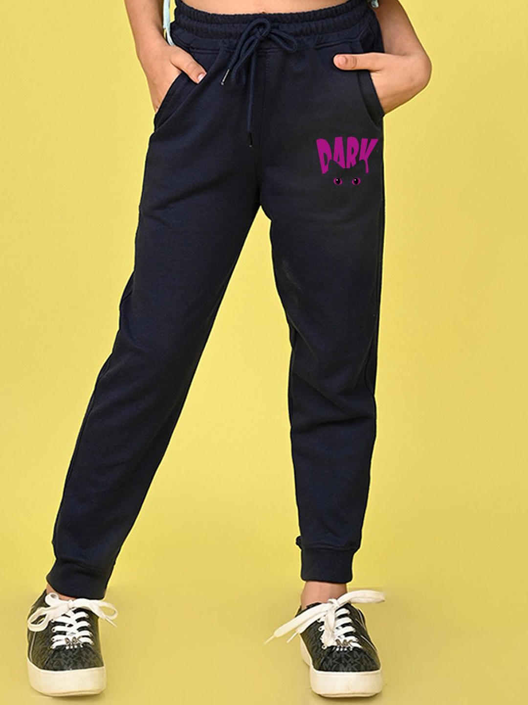 

NUSYL Girls Typography Mid Rise Joggers, Blue