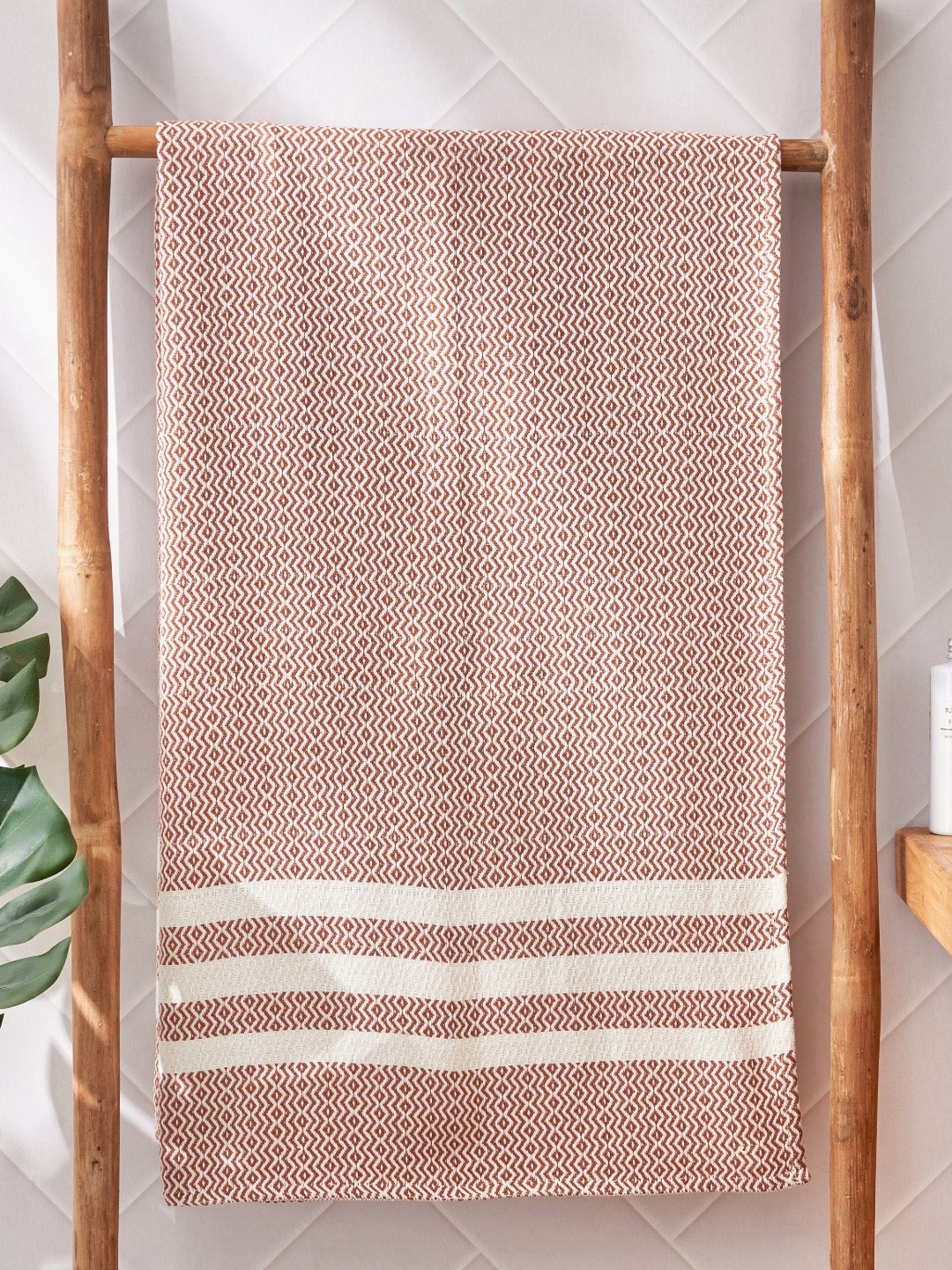 

Home Centre Mekong Devy Brown & White Chevron Printed Cotton 450 GSM Bath Towel