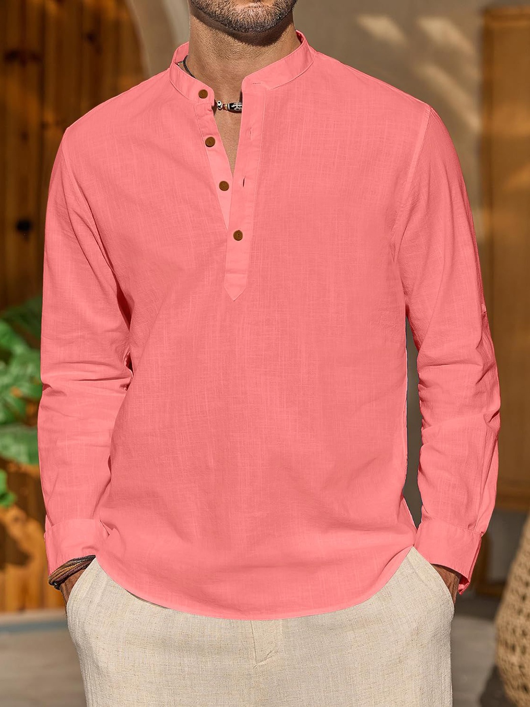 

Zombom Men Kurta, Peach