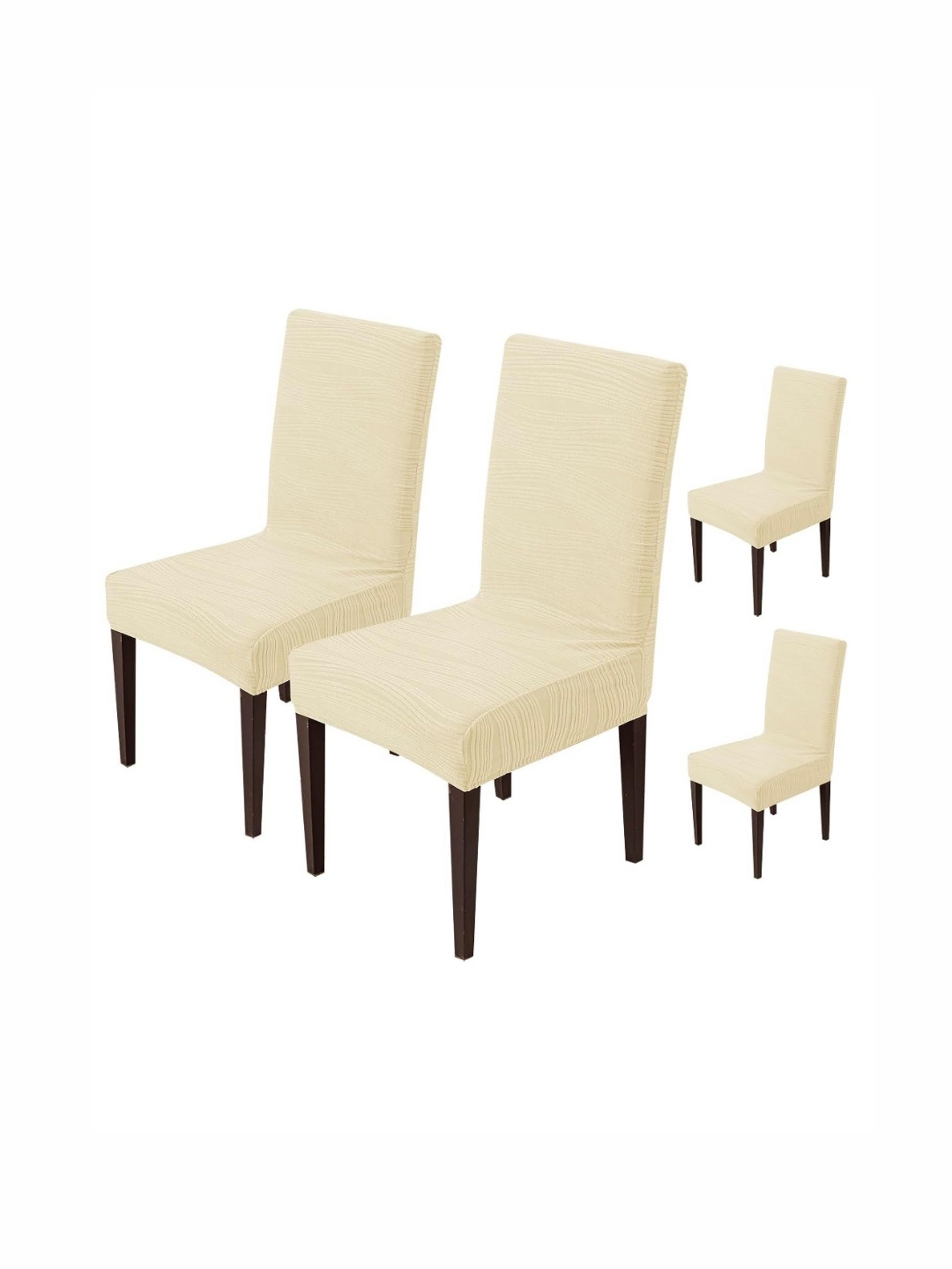 

HOUSE OF QUIRK Cream 4 Pieces Textured Stretchable Chair Covers