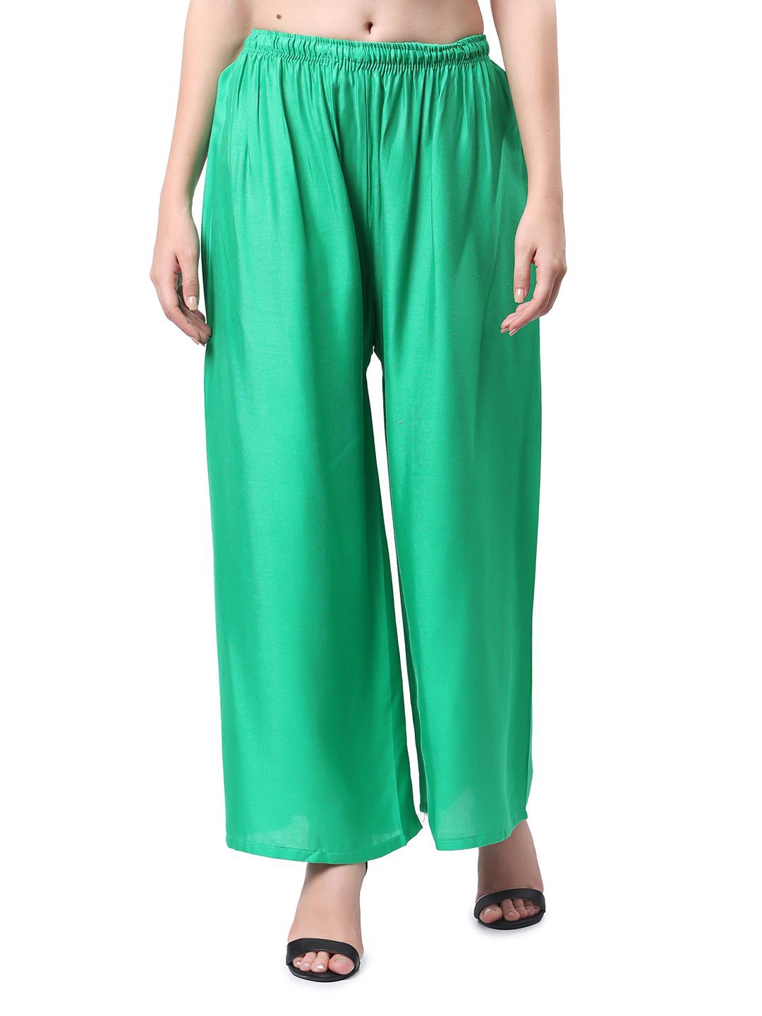 

Keviv Women Knitted Solid Palazzos, Sea green