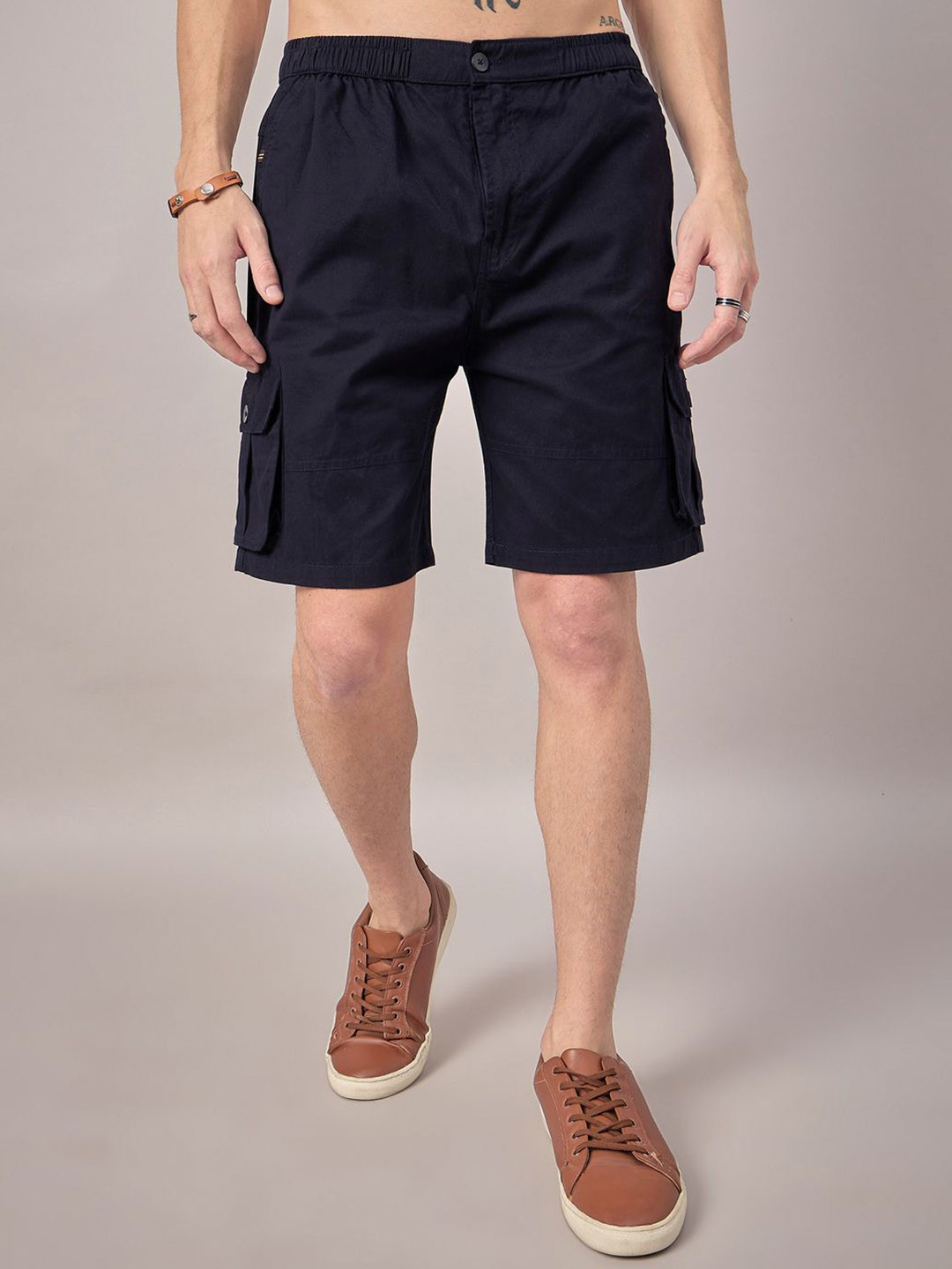 

STUDIO NEXX Men Loose Fit Cotton Cargo Shorts, Navy blue