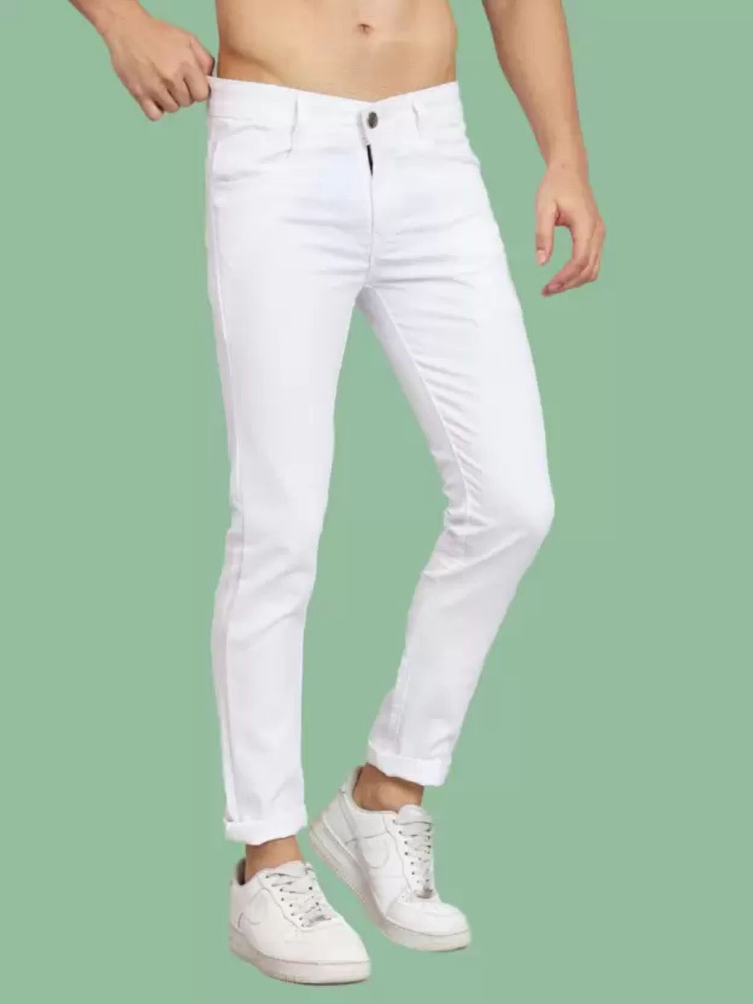 

COMFITS Men Classic Slim Fit Cotton Highly Distressed Jeans, White