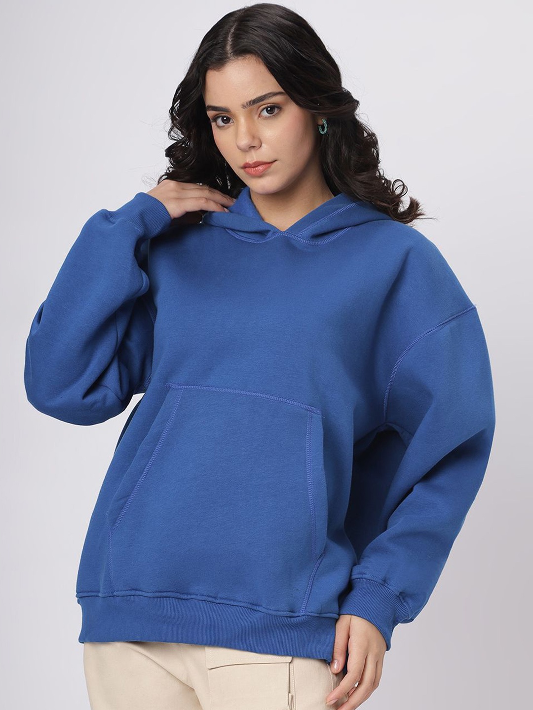 

Be Savage Women Solid Hood Fleece Pullover Sweatshirt, Navy blue