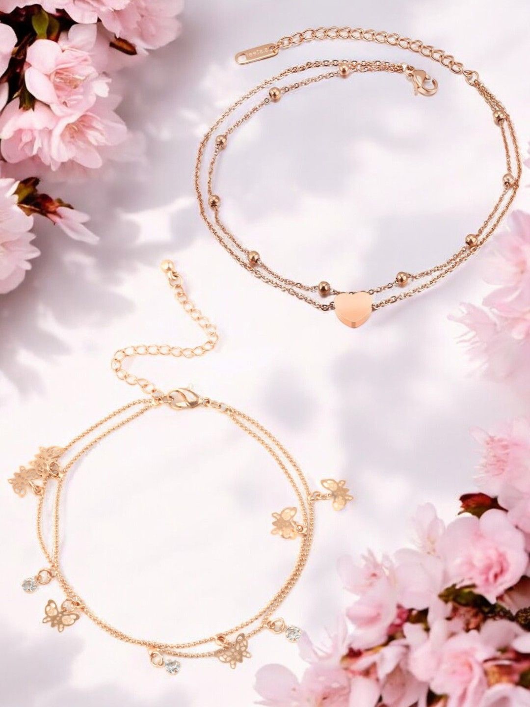 

fabula Set Of 2 Gold-Plated Anklets