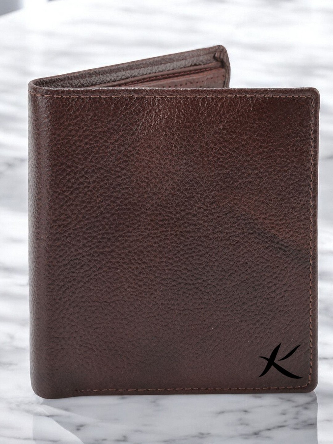 

Kastner Men Textured Cut Work Leather Two Fold Wallet, Brown
