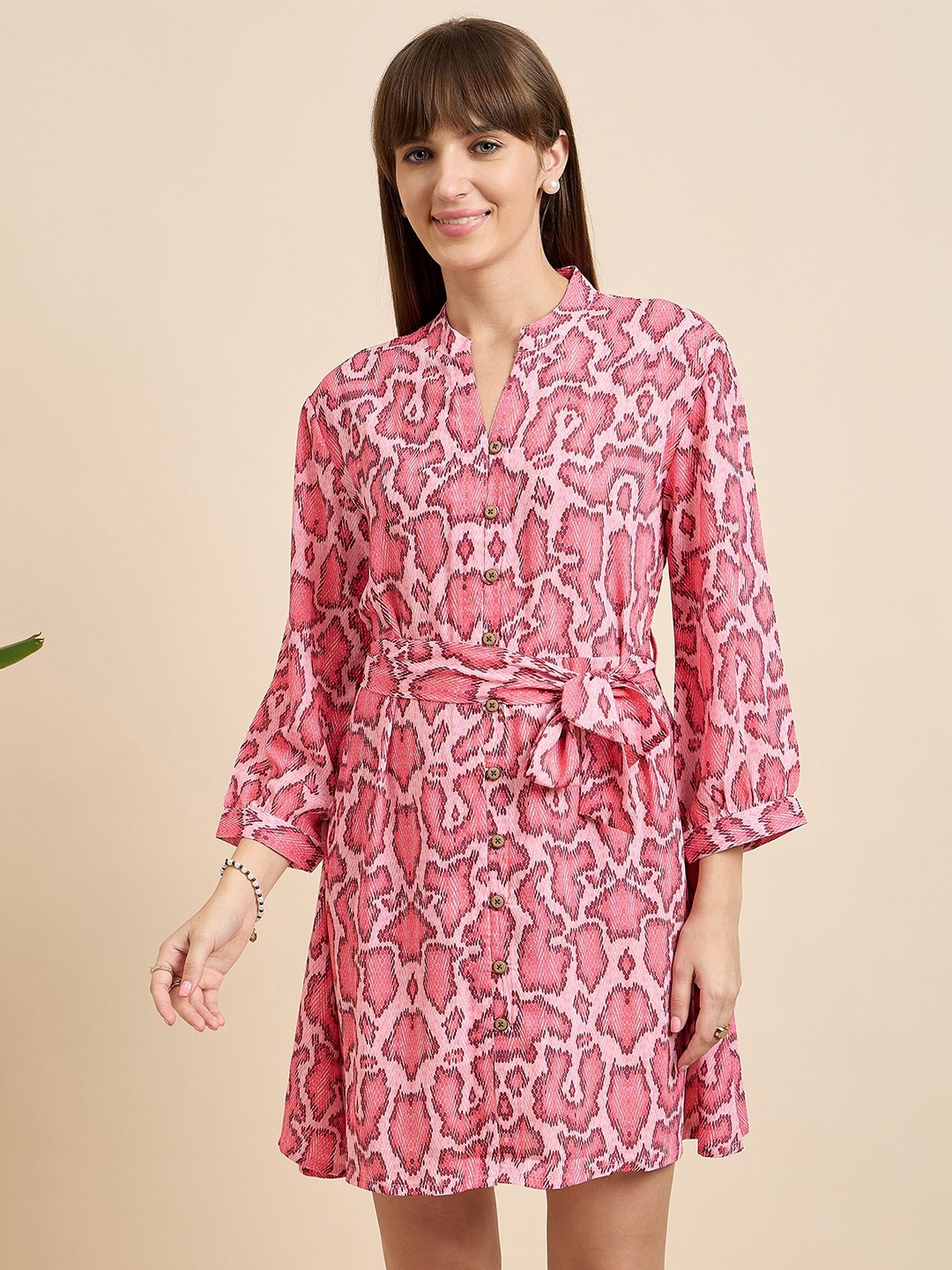 

Mast & Harbour Women Print \A-Line Mini Dress, Pink