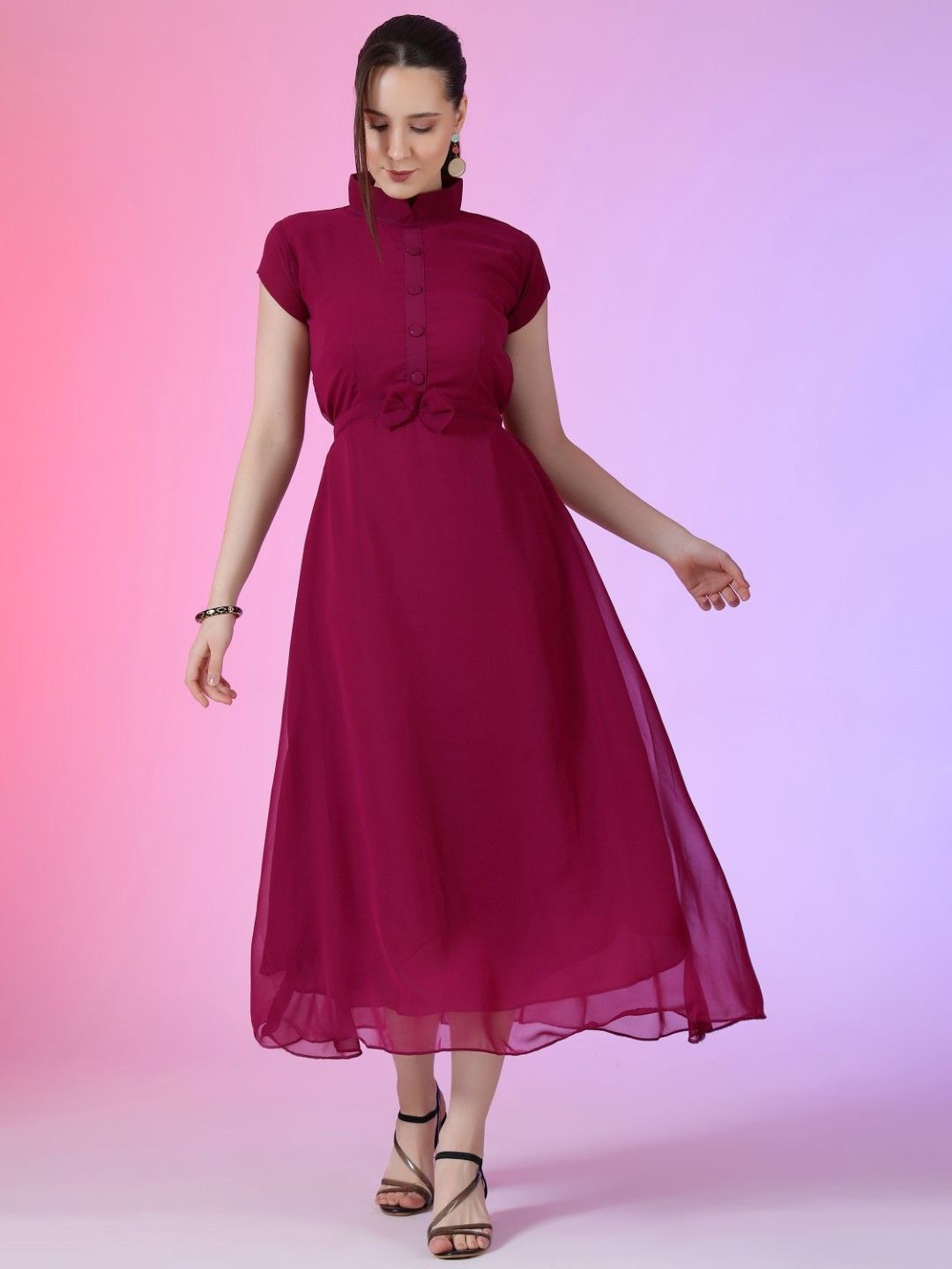 

Krunal Raiyani Solid Fit & Flare Maxi Dress, Magenta