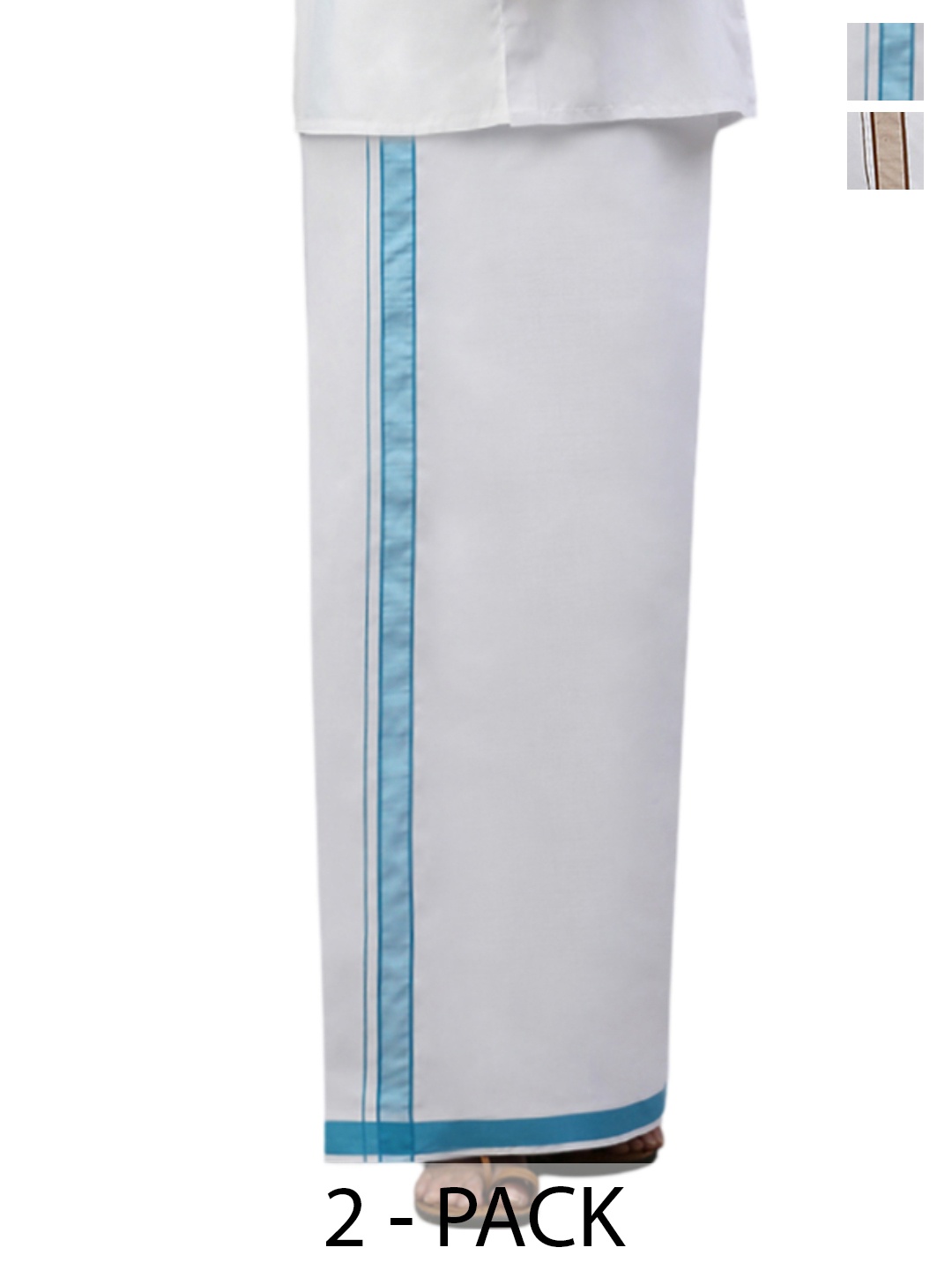 

RAMRAJ Pack of 2 Men Solid Dhoti With Border, White