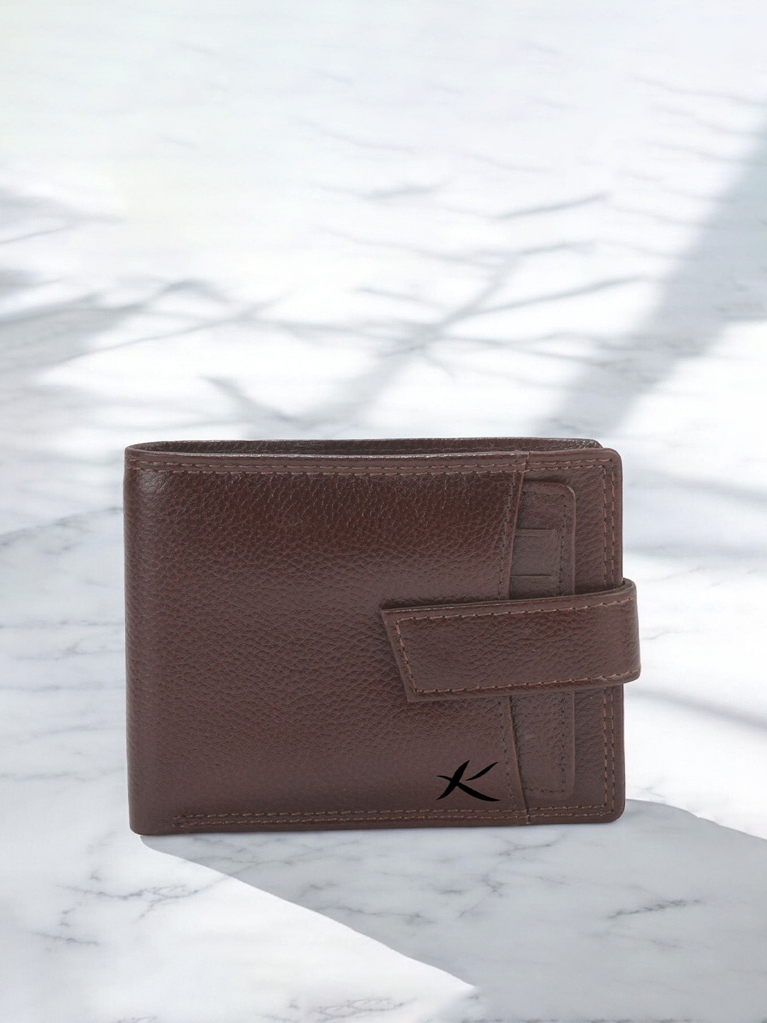 

Kastner Men Textured Cut Work Leather Two Fold Wallet, Brown