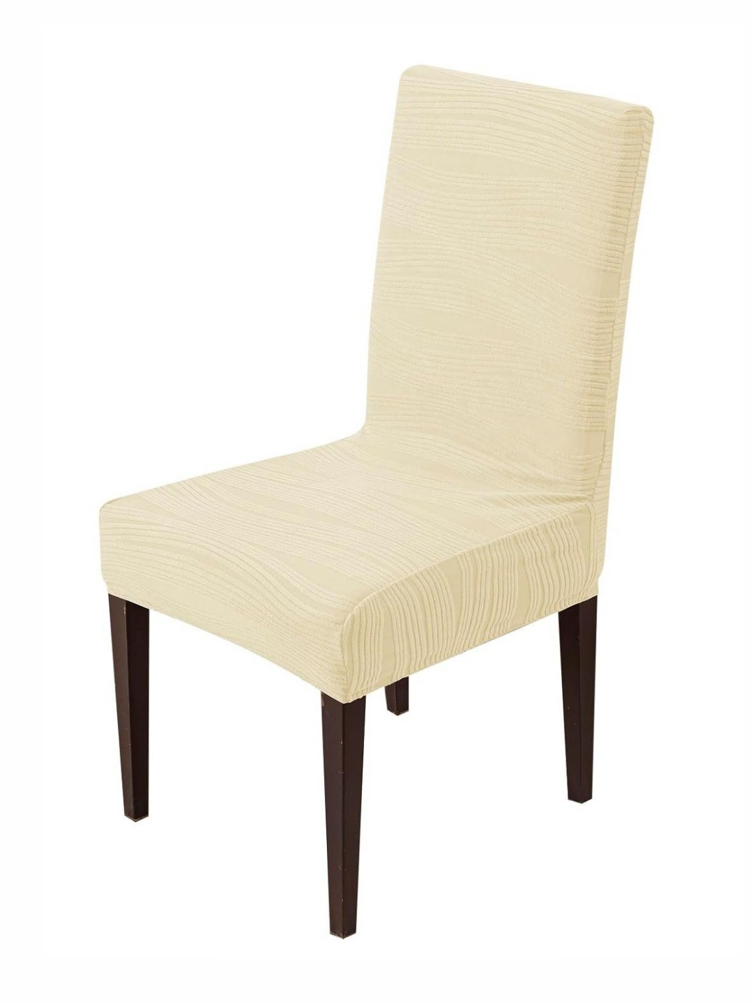 

HOUSE OF QUIRK Beige Textured Removable & Washable Short Dining Chair Cover