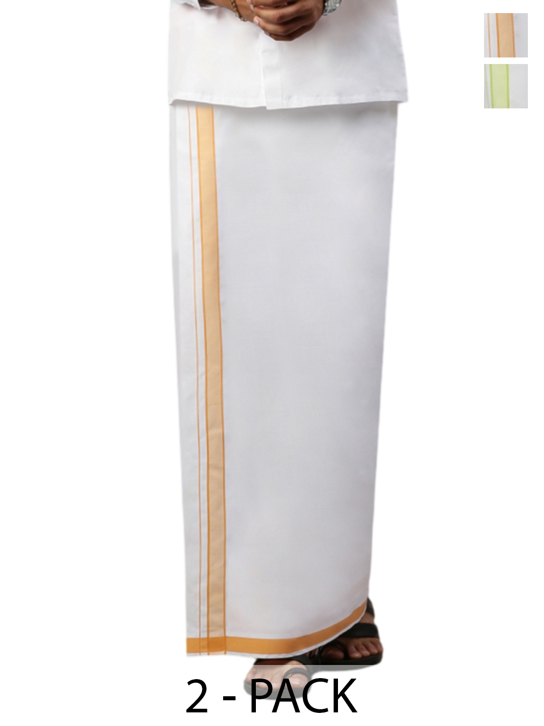 

Ramraj Pack of 2 Men Solid Border Dhoti, White