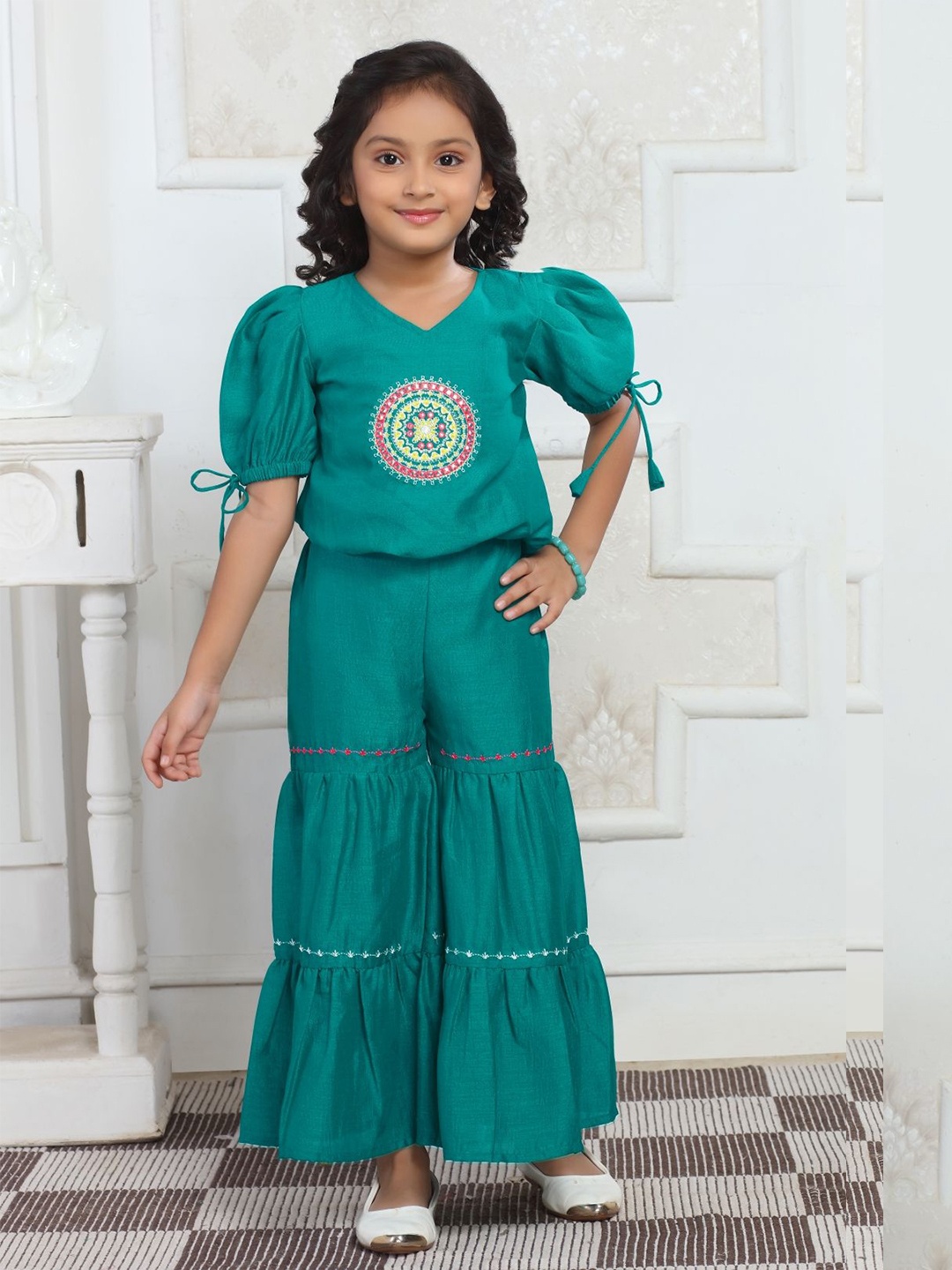 

Lei-Chie Girls Tunic with Palazzos Clothing Set, Green