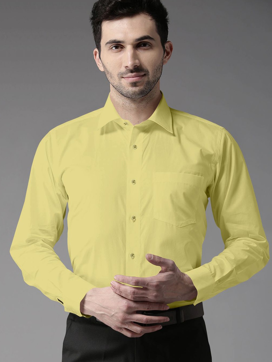 

STUDIO NEXX Men Standard Slim Fit Opaque Formal Shirt, Yellow
