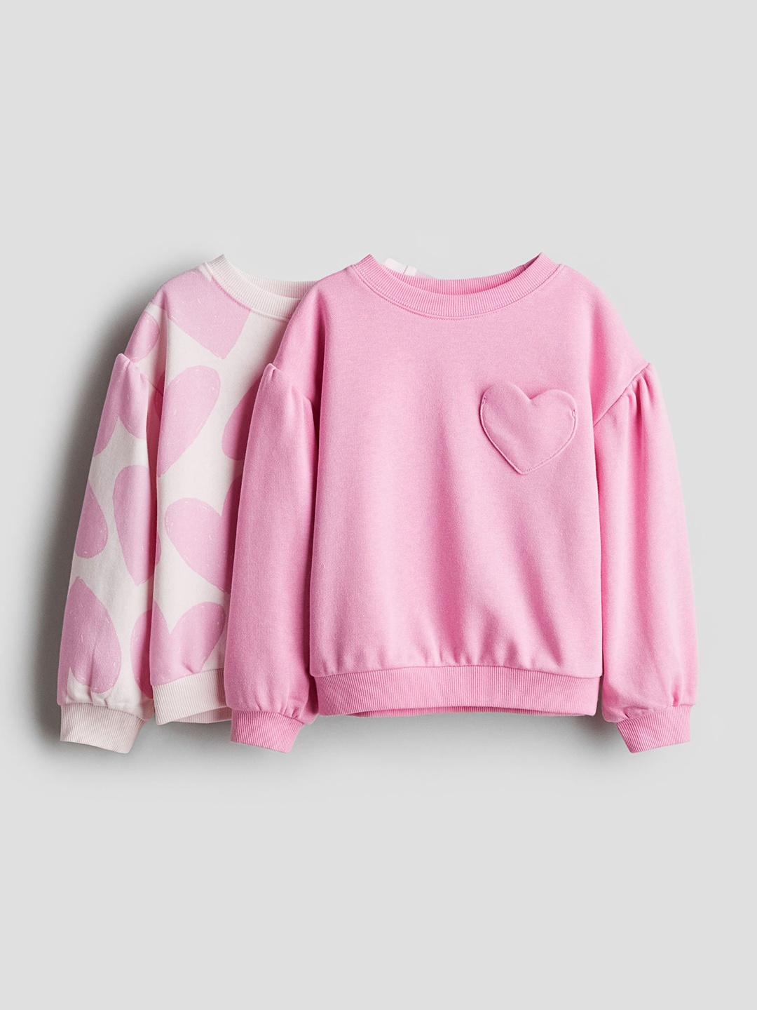 

H&M Girls Pack Of 2 Printed Long Sleeve Sweatshirts, Pink