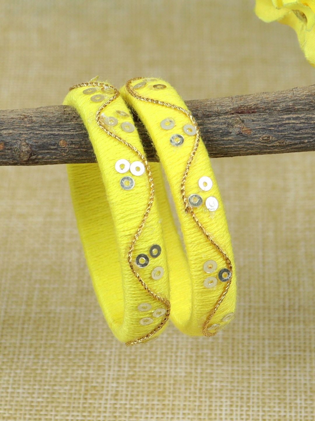 

Asthetika Kids Girls Set Of 2 Thread Bangles, Yellow