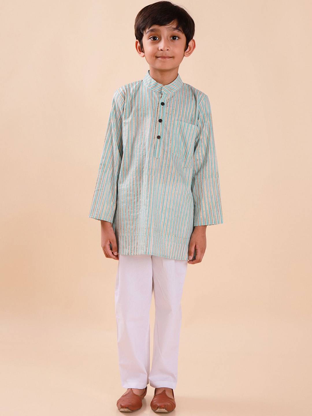 

Sangria Boys Printed Pure Cotton Straight Kurta, Blue
