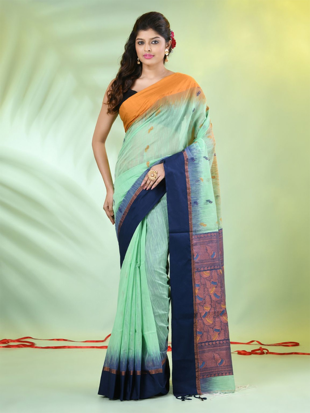 

Charukriti Ethnic Motifs Zari Ikat Saree, Green