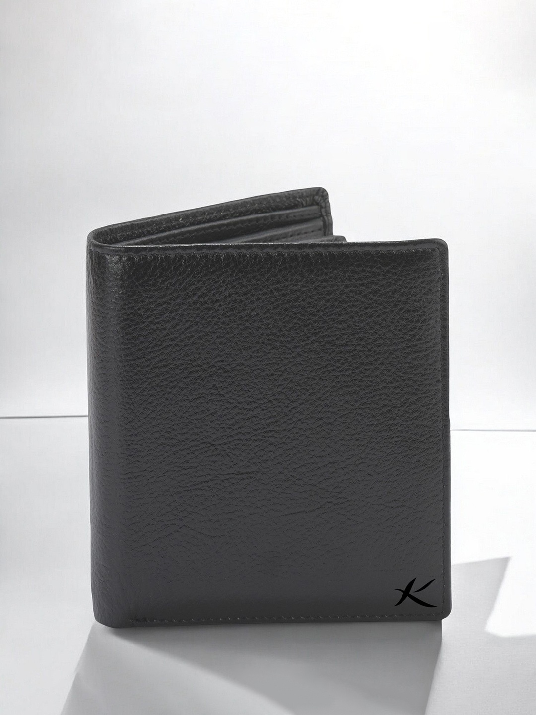 

Kastner Men Textured Cut Work Leather Two Fold Wallet, Black