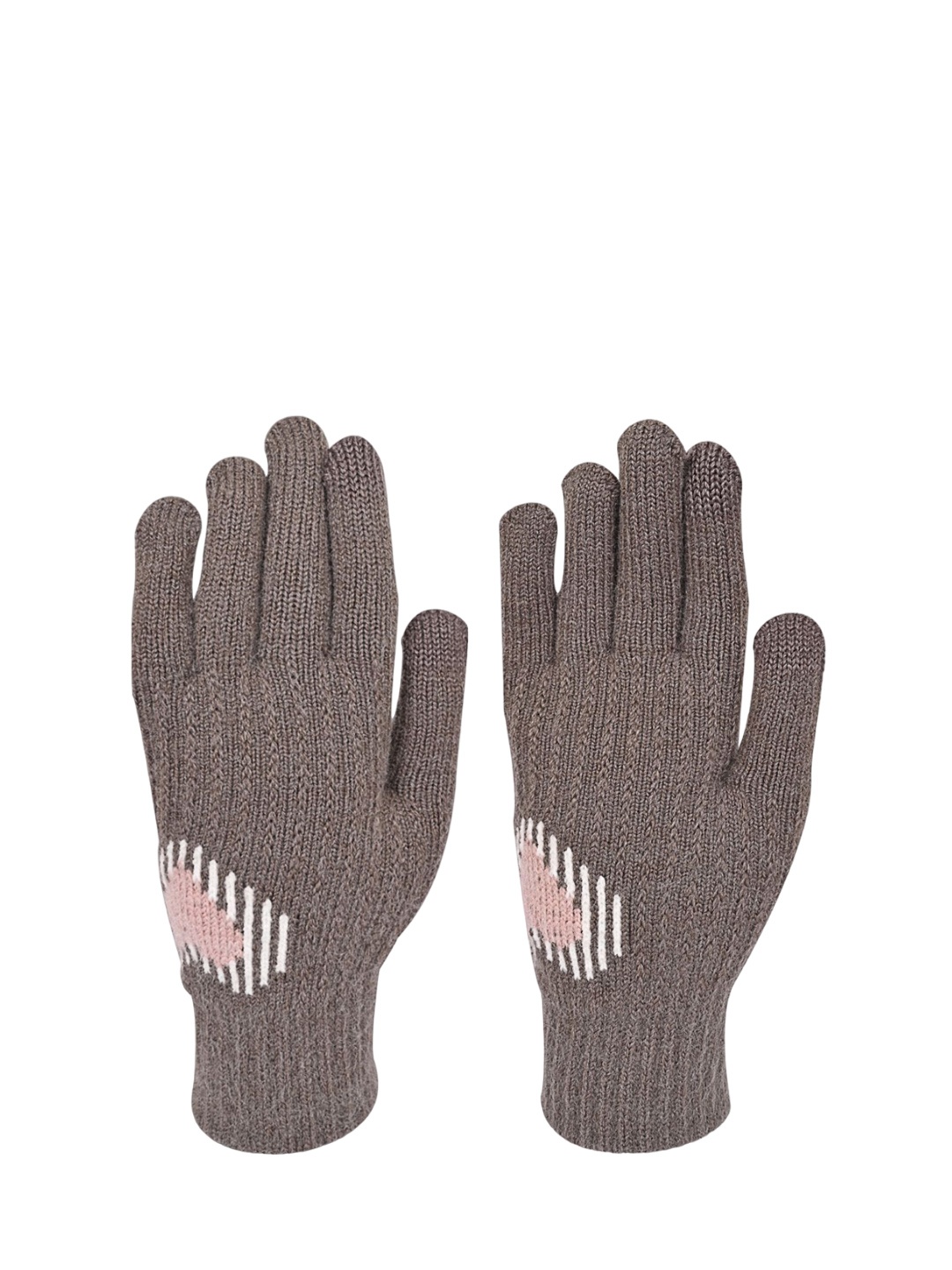 

LOOM LEGACY Women Patterned Acrylic Winter Gloves, Brown