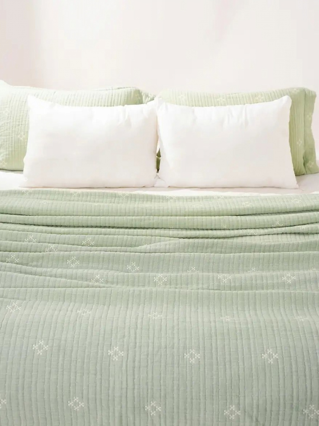 

Zarf Green & White Floral AC Room 400 GSM Double Bed Blanket