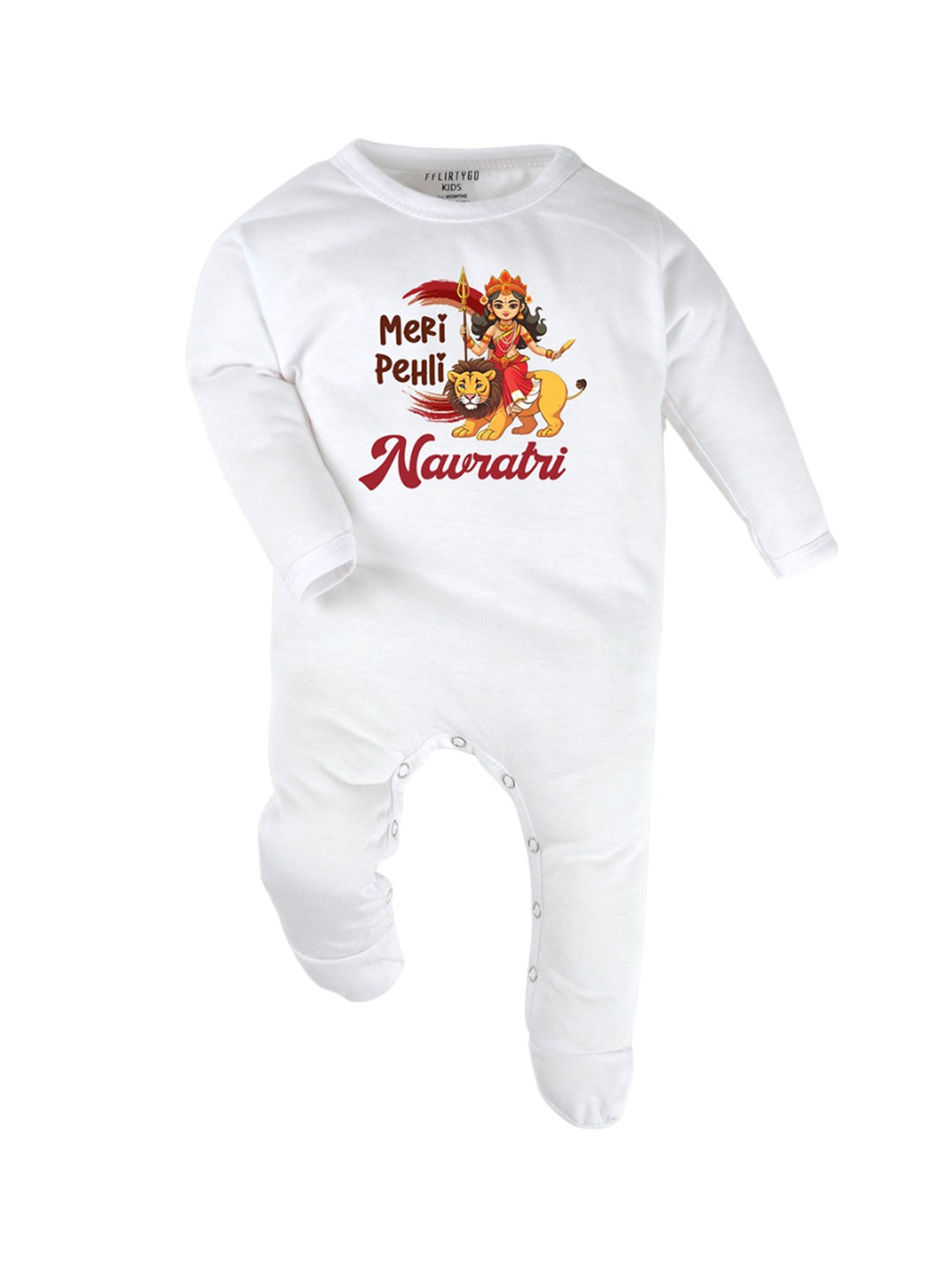

FFLIRTYGO Infants Printed Cotton Sleepsuit, White