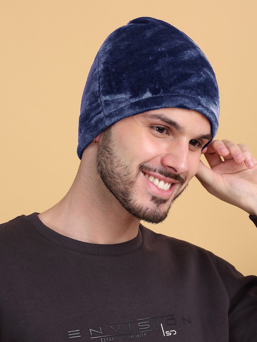 

KLOTTHE Men Woollen Beanie Caps, Blue