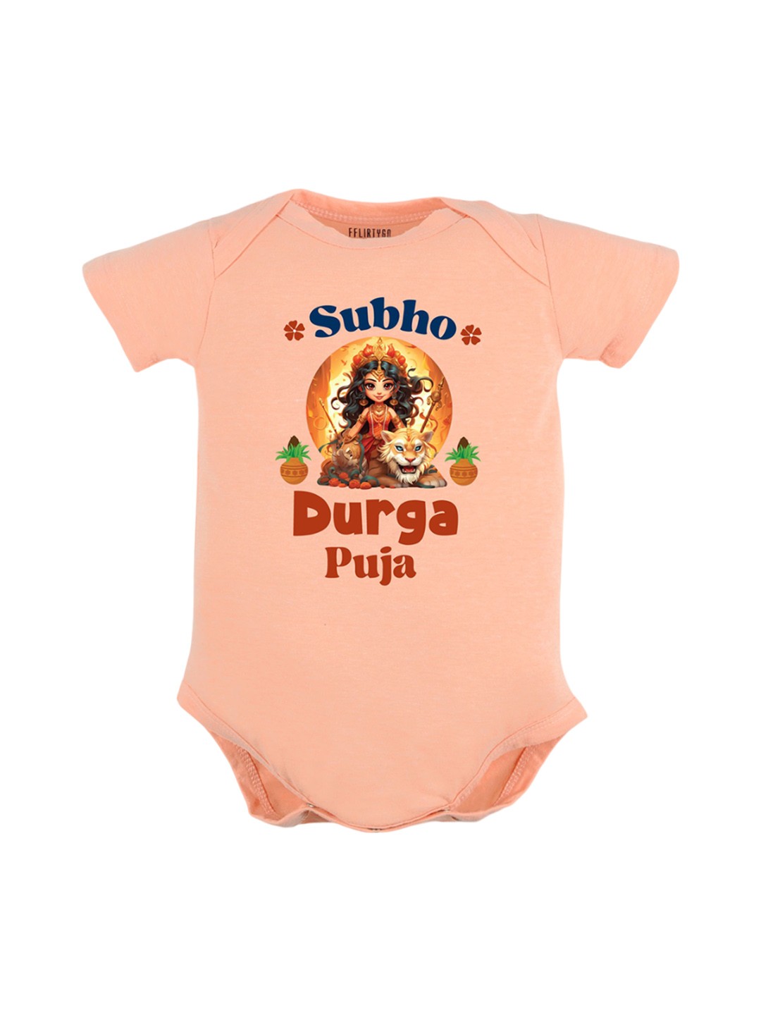 

FFLIRTYGO Infants Printed Pure Cotton Bodysuit, Peach