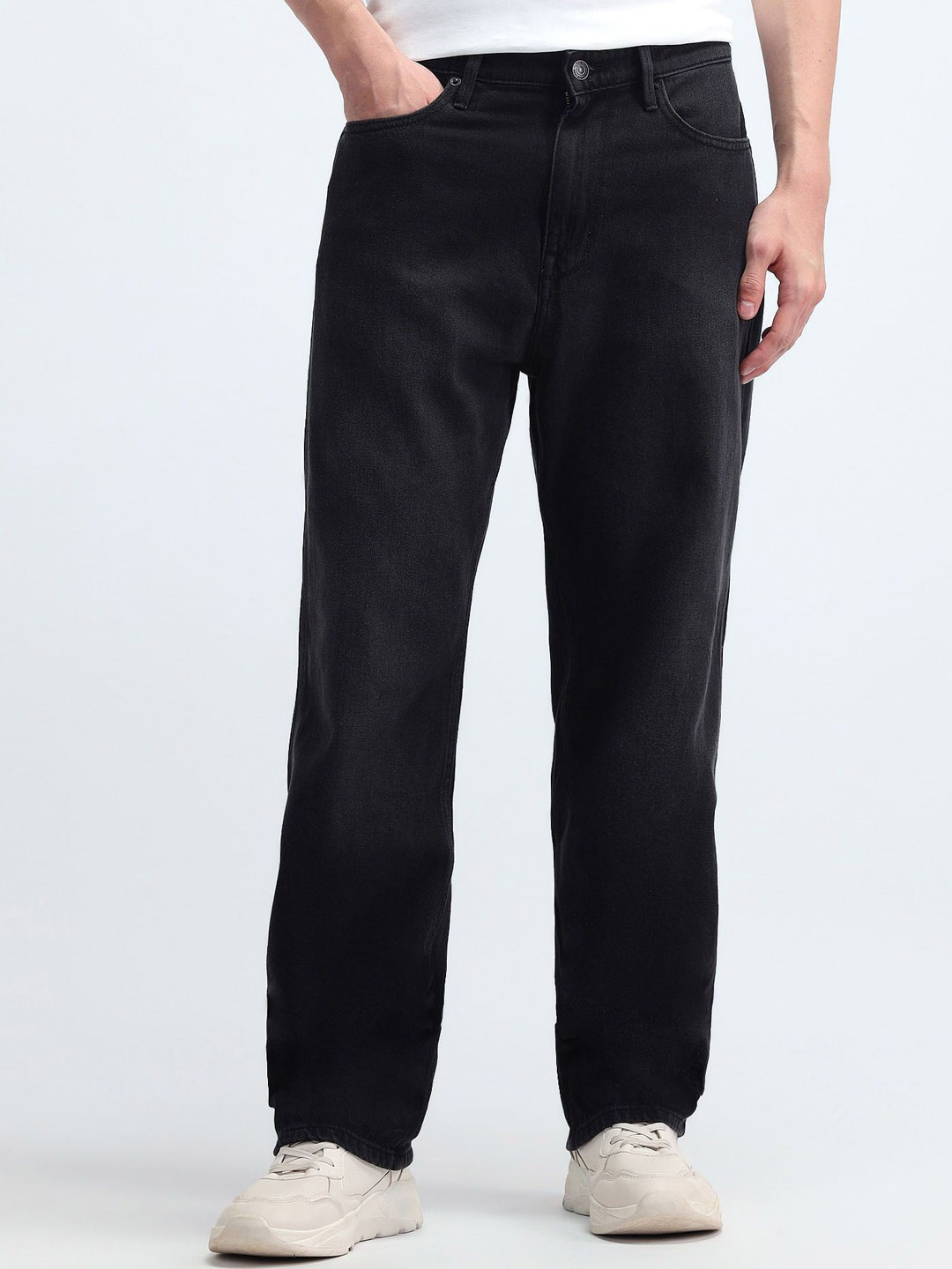 

Flying Machine Men Mid-Rise Stretchable Jeans, Black