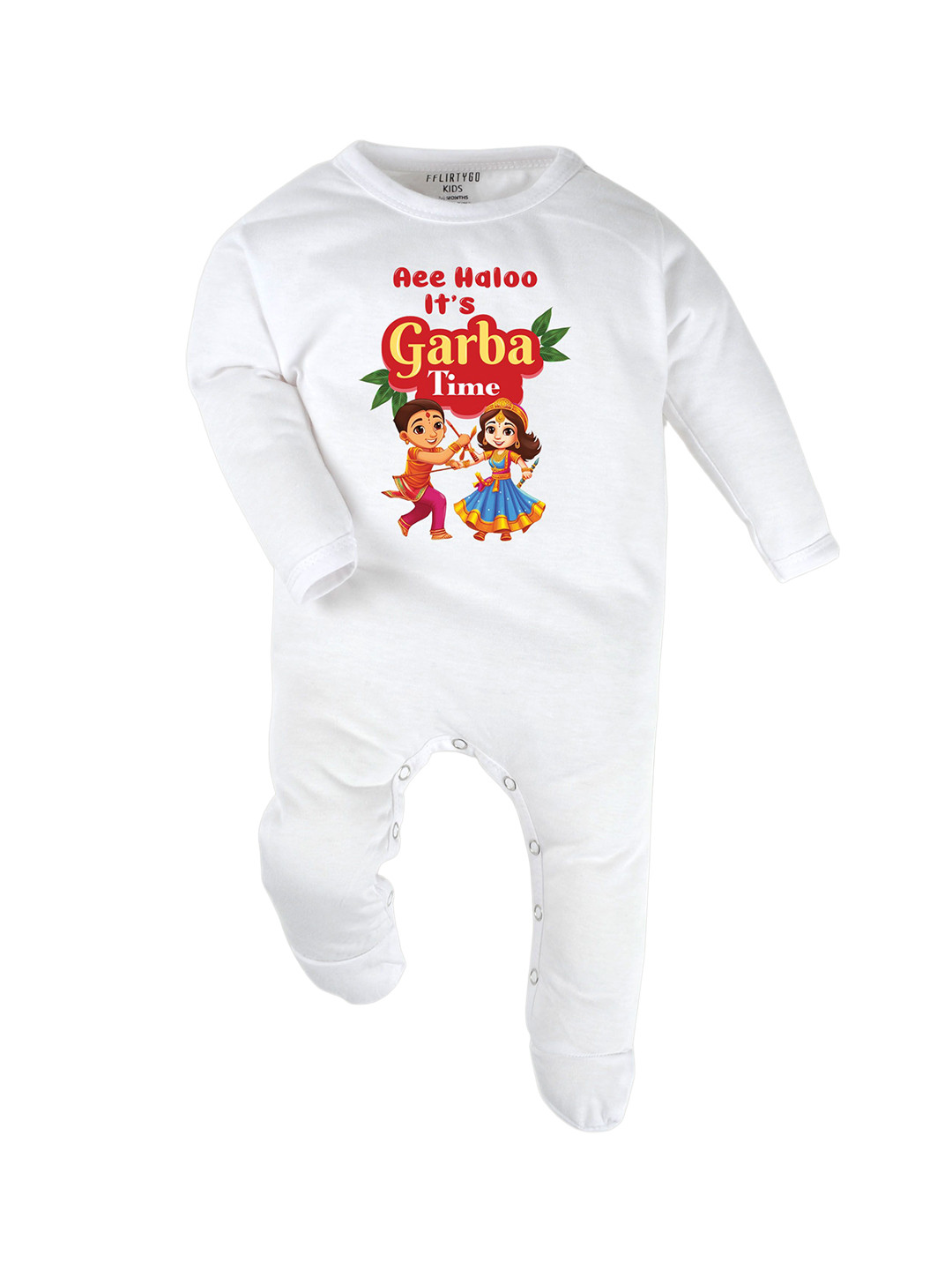 

FFLIRTYGO Infants Printed Cotton Sleepsuits, White