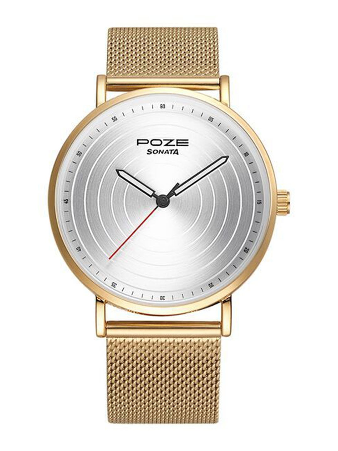 

Sonata Men sonata poze Brass Dial & Stainless Steel Analogue Watch SP70012YM01W, Silver