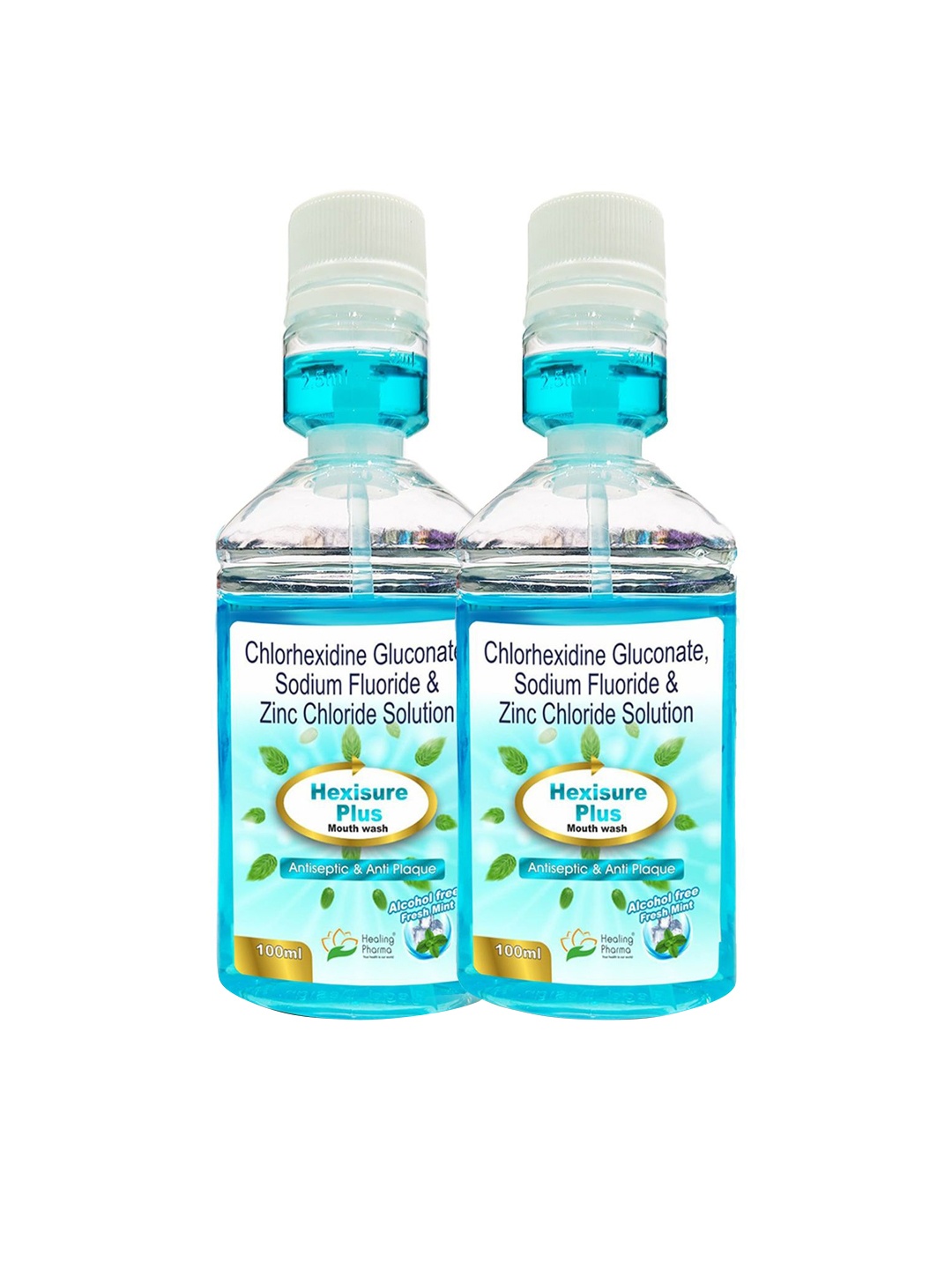 

Healing Pharma Set Of 2 Plus Fresh Mint Alcohol free Mouthwash Liquid- 100 ml Each, Blue