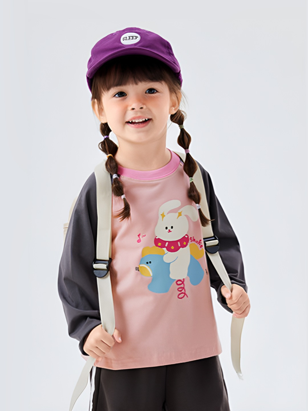 

LULU & SKY Girls Graphic Printed Round Neck Cotton T-shirt, Pink