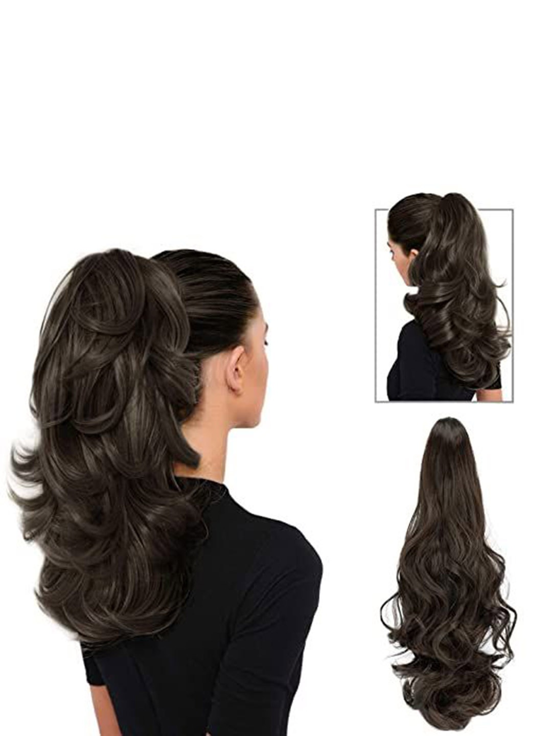 

CRIBE Step Cutting Pony Tail Clip-In Wavy Hair Extension - Black