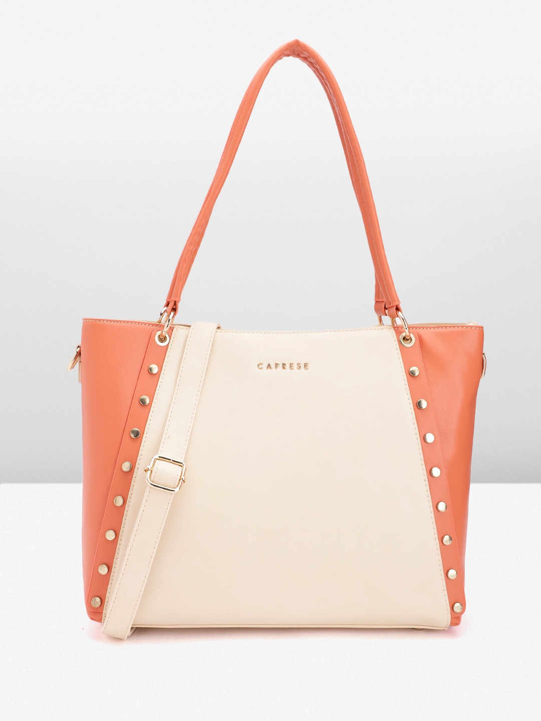 

Caprese Colourblocked Structured Shoulder Bag, Beige