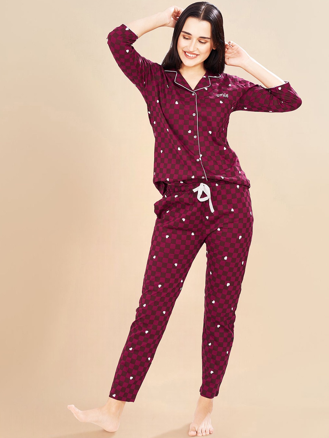 

PASTEL CLIP Women Printed Night suit, Purple