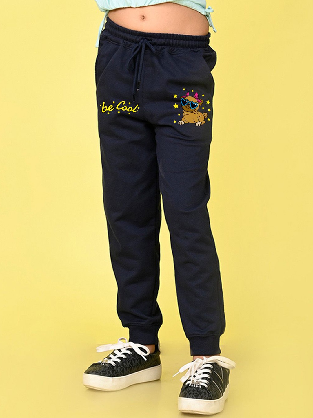 

NUSYL Girls Mid-Rise Joggers, Navy blue
