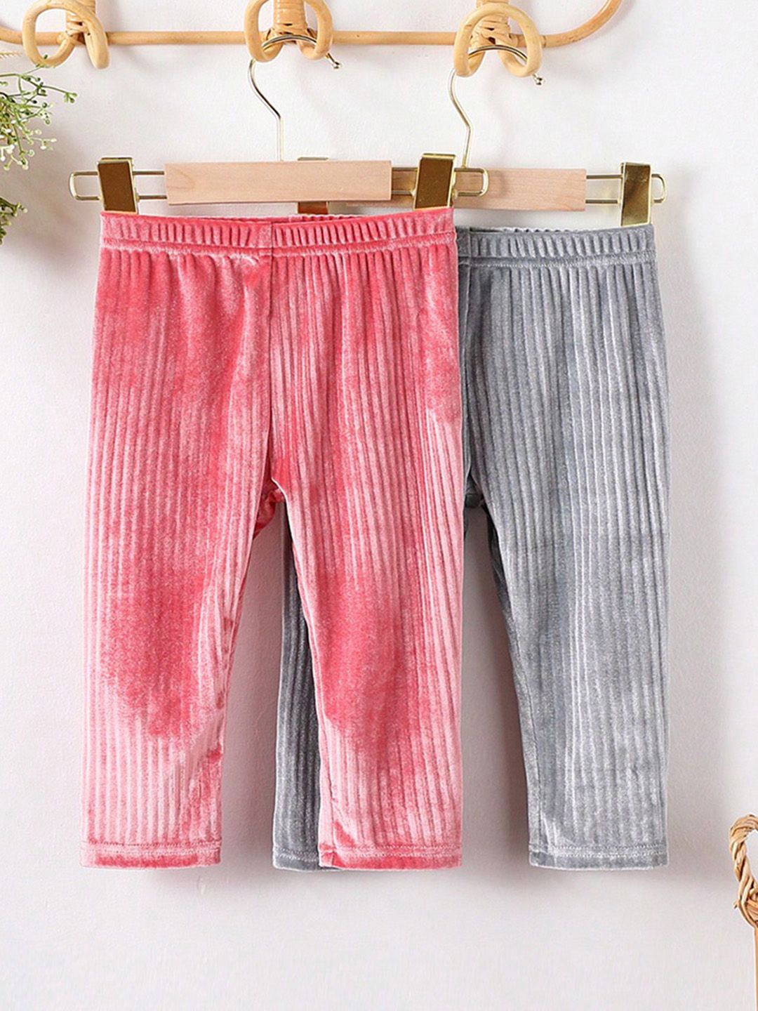 

INCLUD Infant Girls Pack Of 2 Striped Mid-Rise Track Pants, Pink