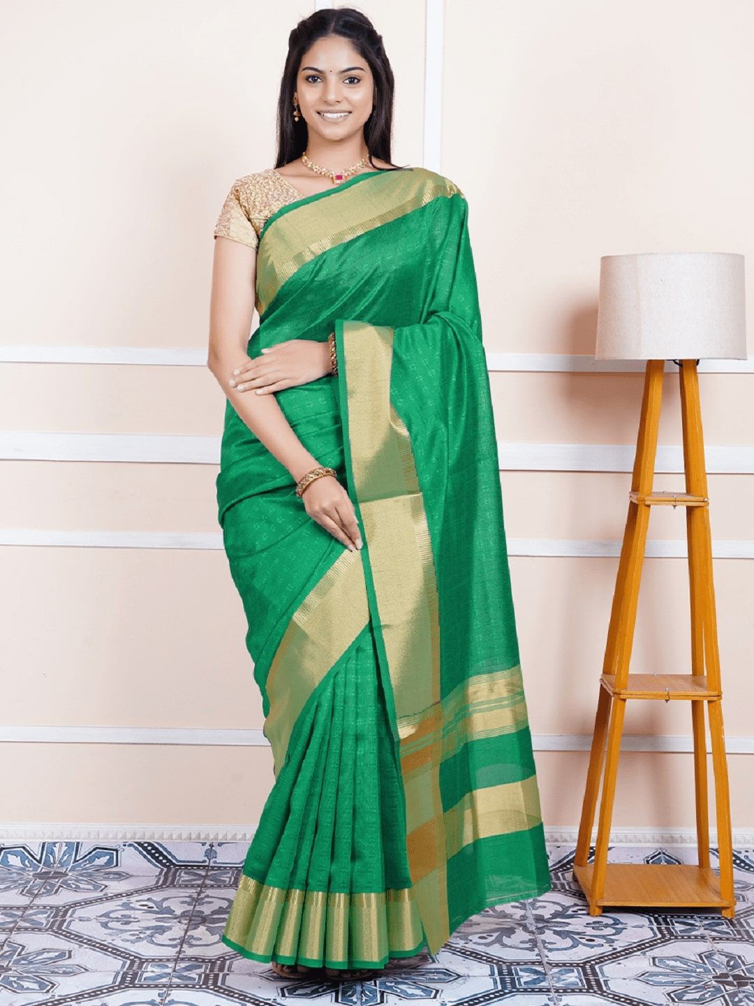 

Ramraj Woven Design Zari Saree, Green