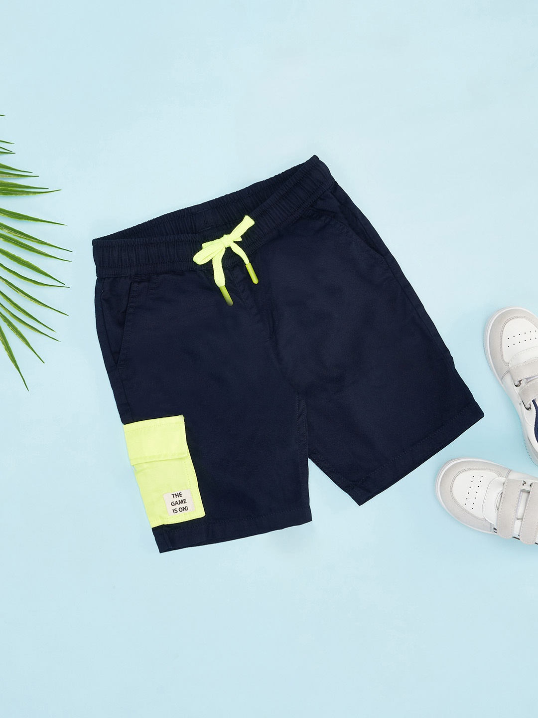 

Pantaloons Junior Boys Colourblocked Shorts, Navy blue