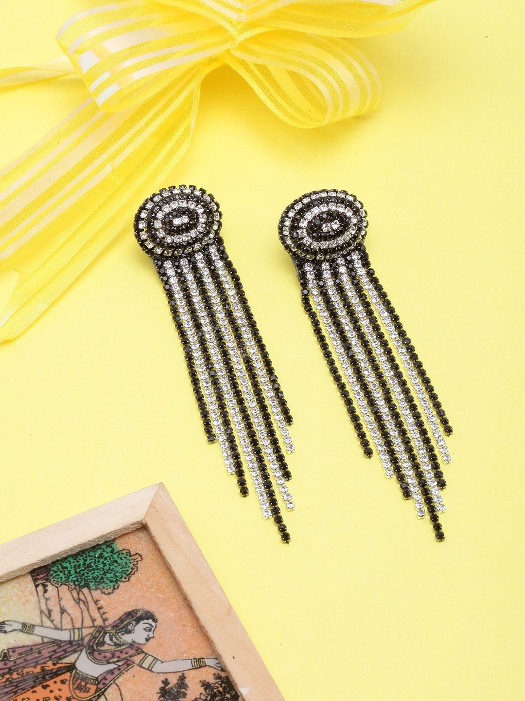 

KPOP Silver-Plated Rhinestone Studded Contemporary Drop Earrings