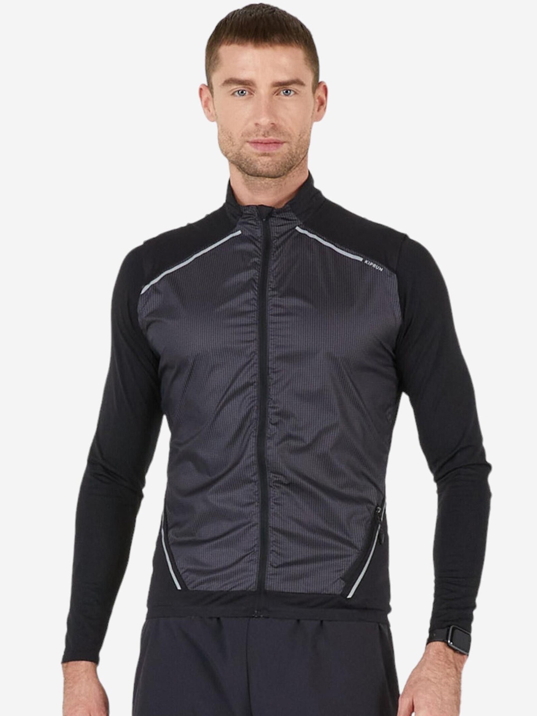 

KIPRUN By Decathlon Lightweight Stand Collar Running Sporty Jacket, Black