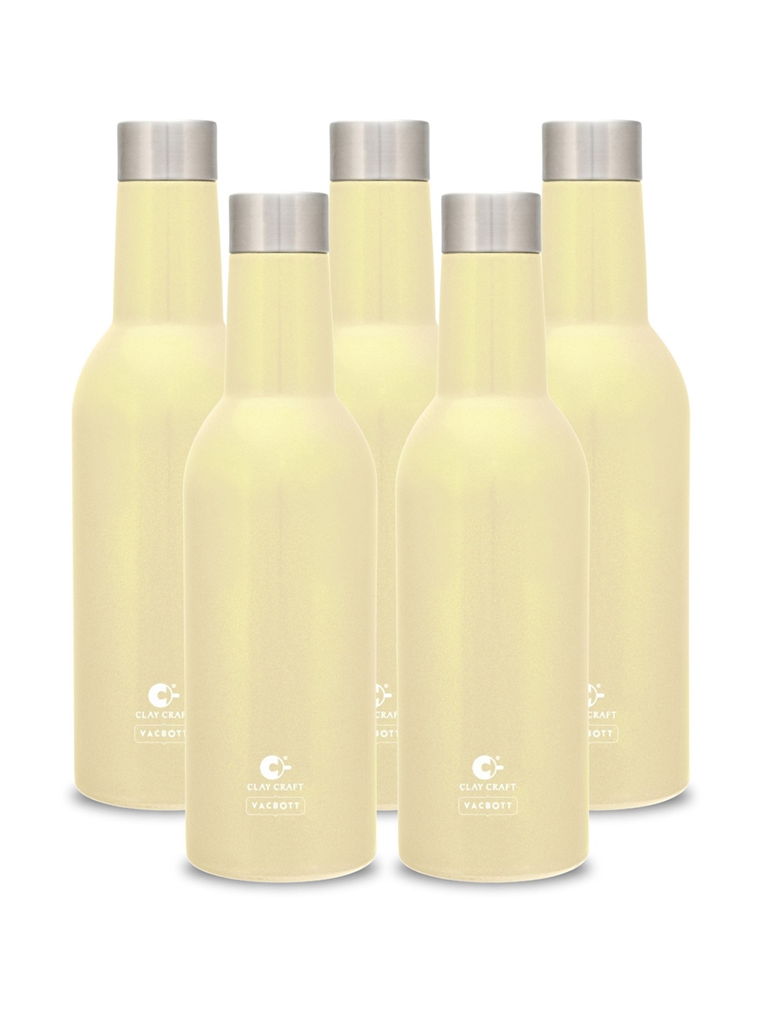 

CLAY CRAFT Vacbott Vino Yellow 5 Pieces Printed Stainless Steel Water Bottles 1.1 L Each