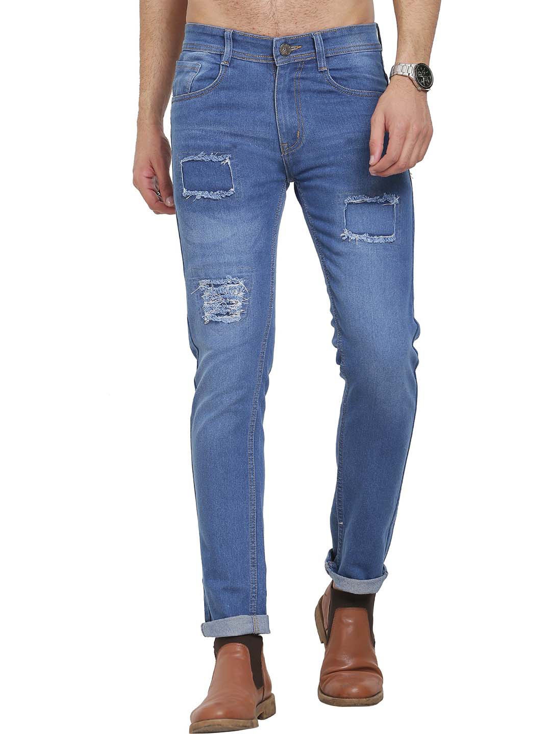 

Sobbers Men Cotton Slim Fit Light Fade Stretchable Jeans, Blue