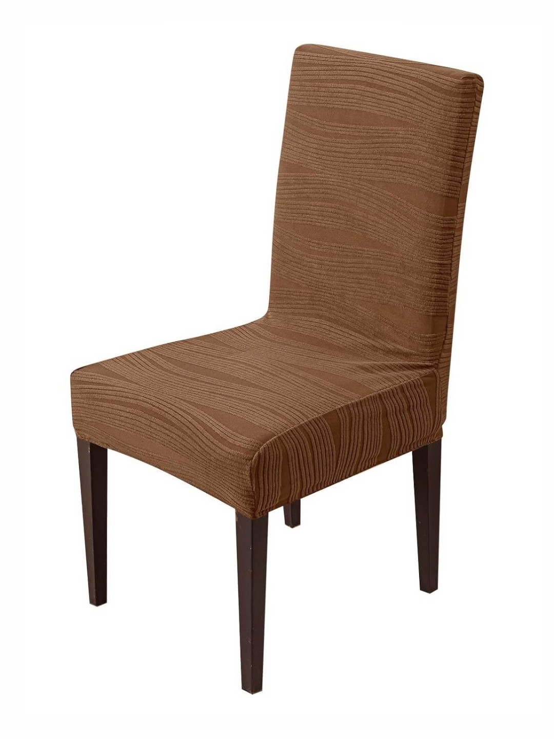 

HOUSE OF QUIRK Camel Brown Self Design Removable & Washable Chair Cover