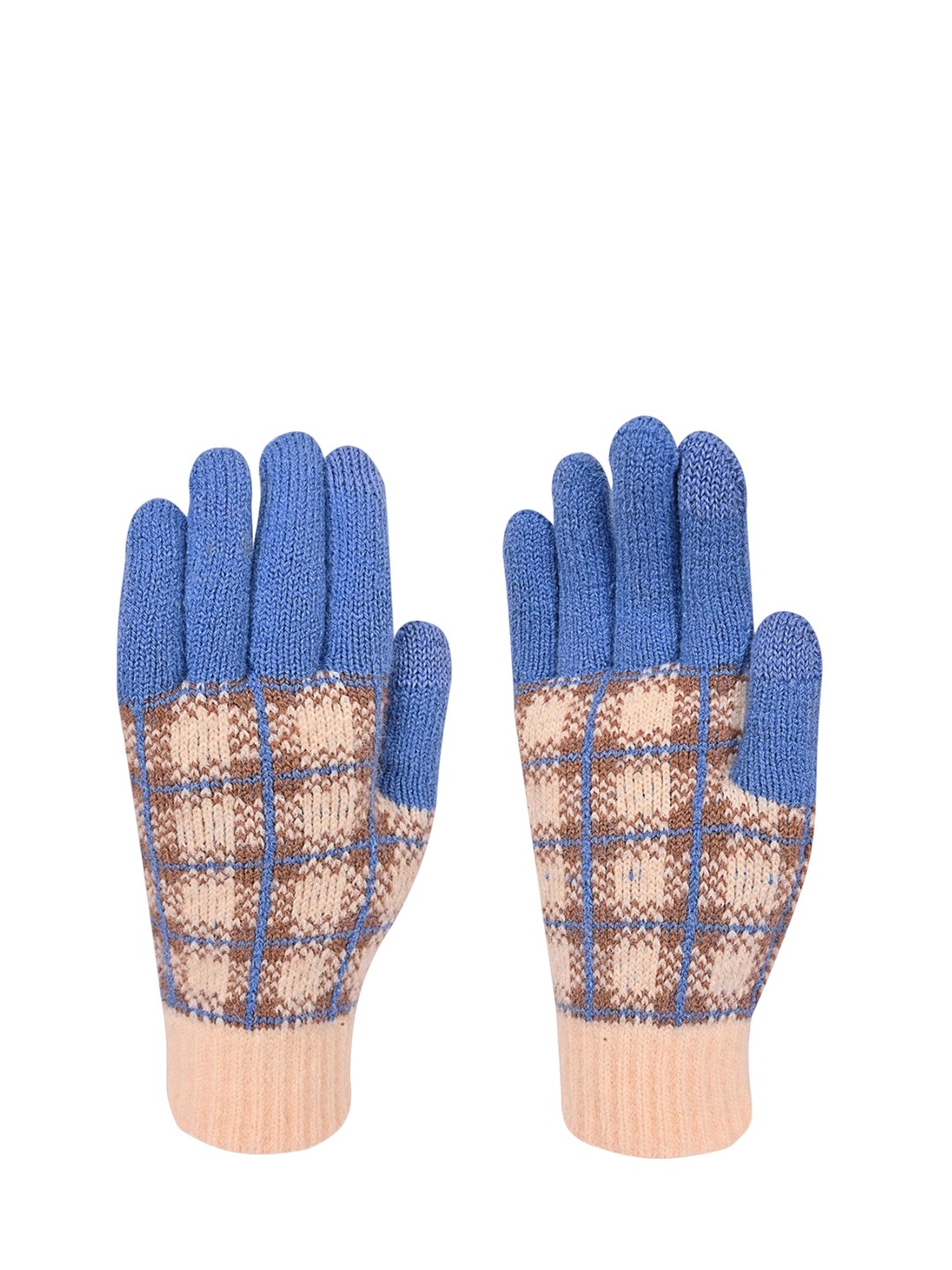 

LOOM LEGACY Women Checked Touchscreen Gloves, Blue