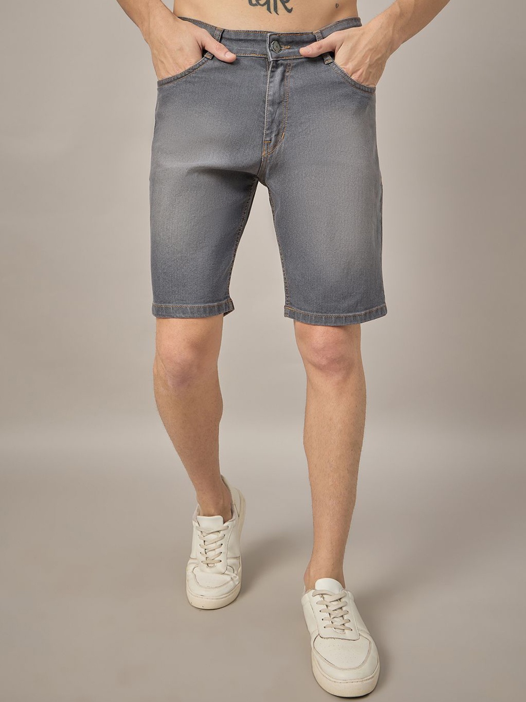 

STUDIO NEXX Men Washed Denim Denim Shorts Technology, Grey