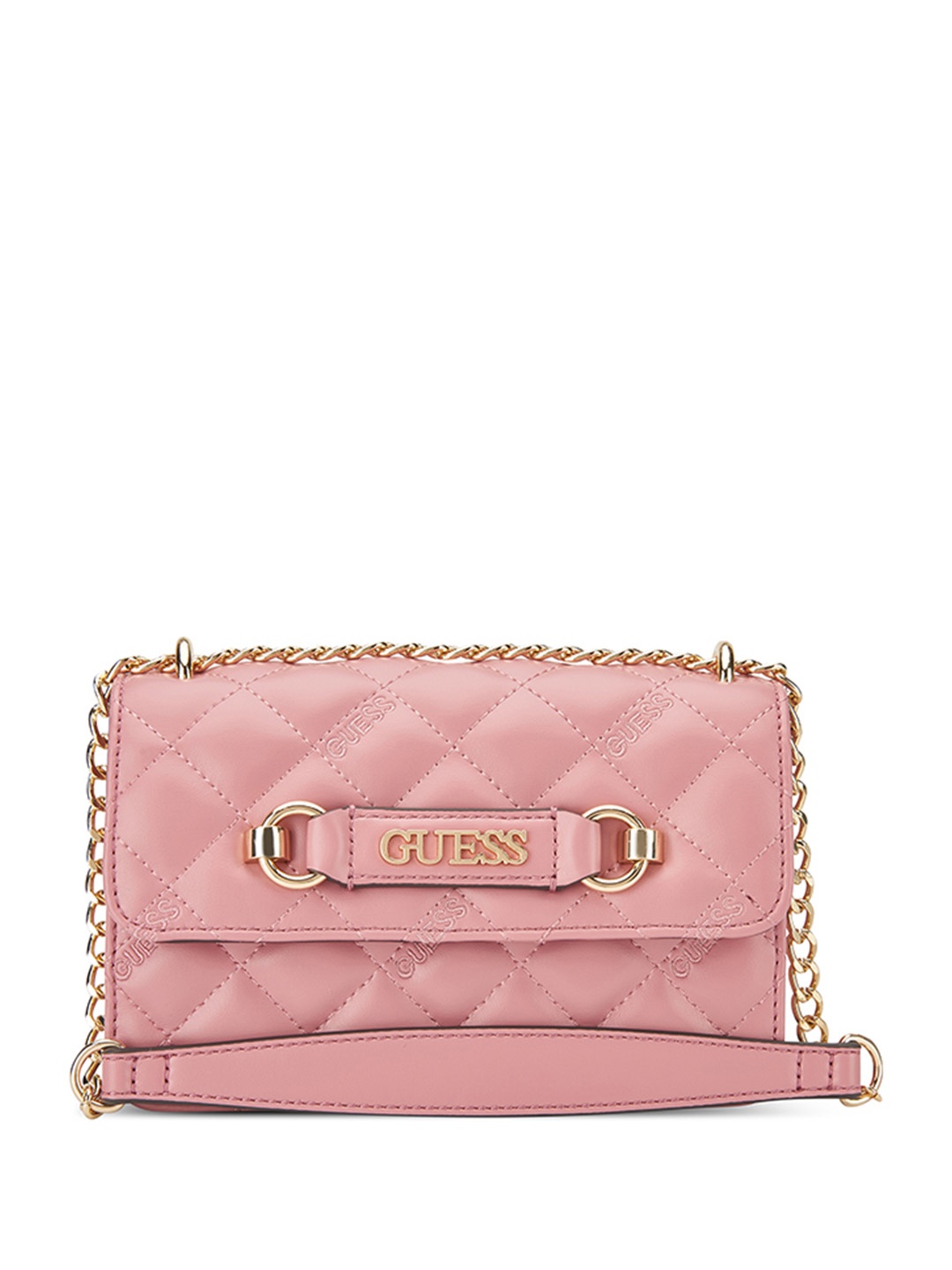 

GUESS Women Embellished PU Shoulder Bag with Quilted, Pink