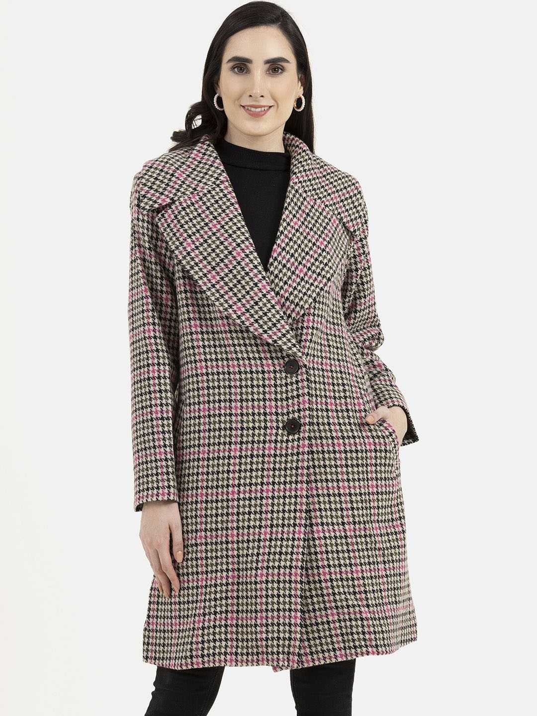 

Owncraft Women Double Breasted Wool Trench Coat, Pink